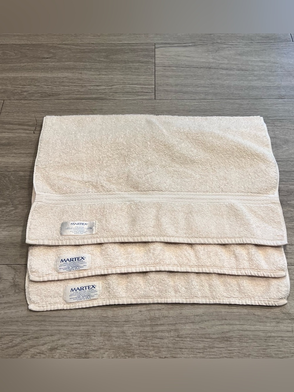 Vintage Martex USA Cream Cotton Hand Towels Set of 3 - Picture 4 of 6